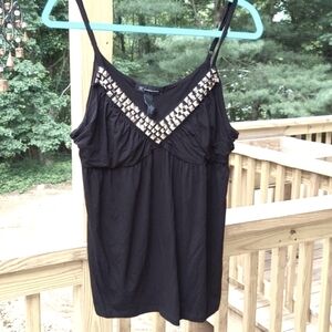 INC International Concepts Black silver pyramid studded Flowy sleeveless Top XL